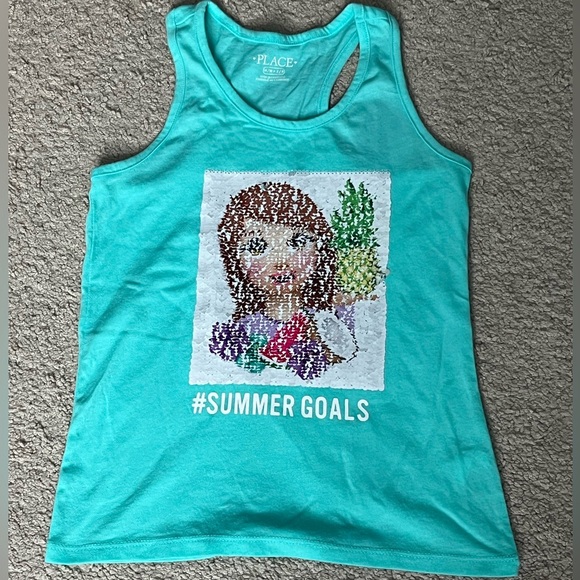 The Children's Place Flip Sequin Summer Sea Green Tank Top Girls Size M (7/8) - Picture 1 of 5